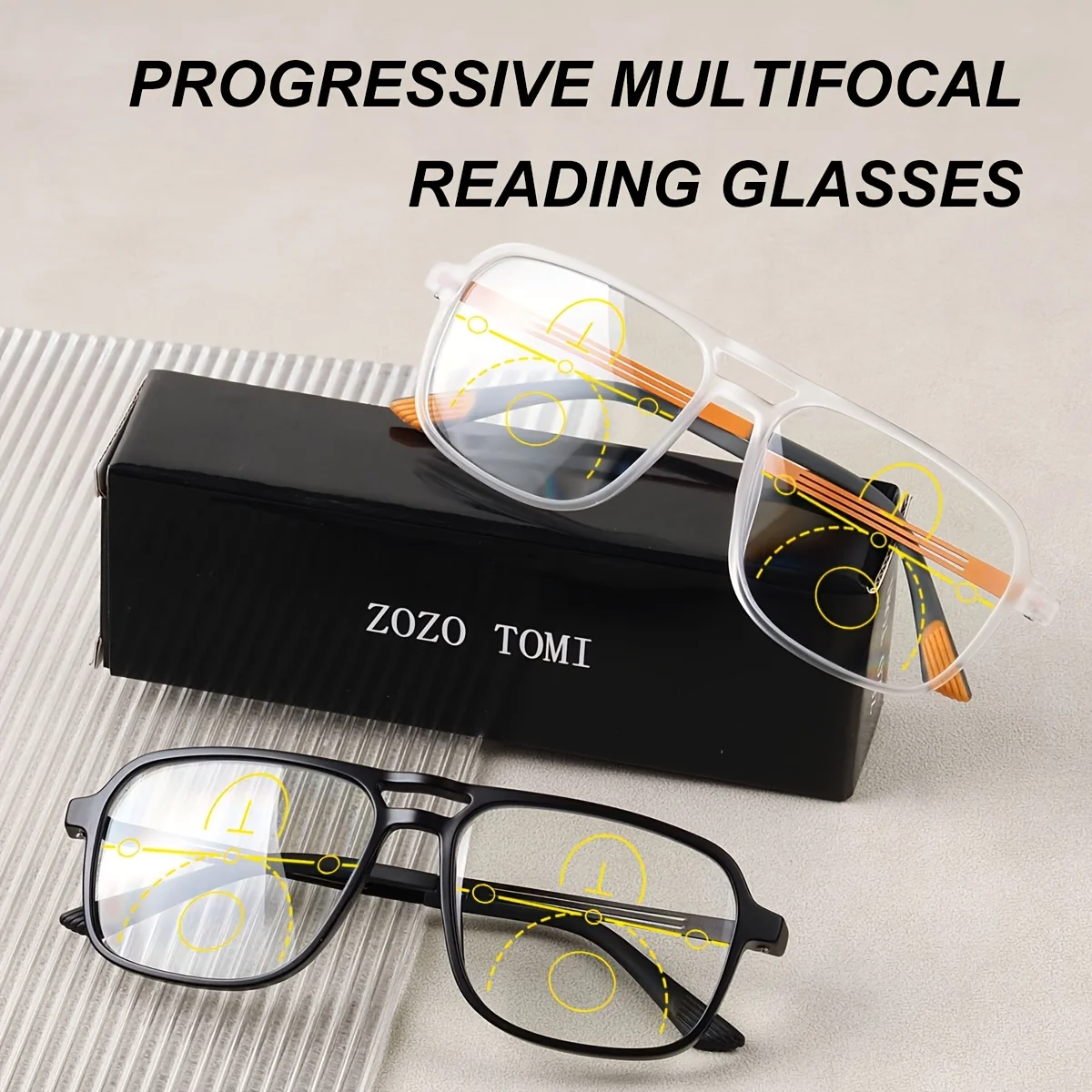 Progressive Multifocal Reading Glasses, with a Wide Field of Vision, Ultra-Light Frame, and Are Lightweight to Wear, Suitable for Both Men and Women.
