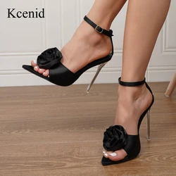 Kcenid Fashion Rose Flower Buckle Strap sandali donna Summer Stiletto tacchi alti sandali a punta sandali moderni da donna