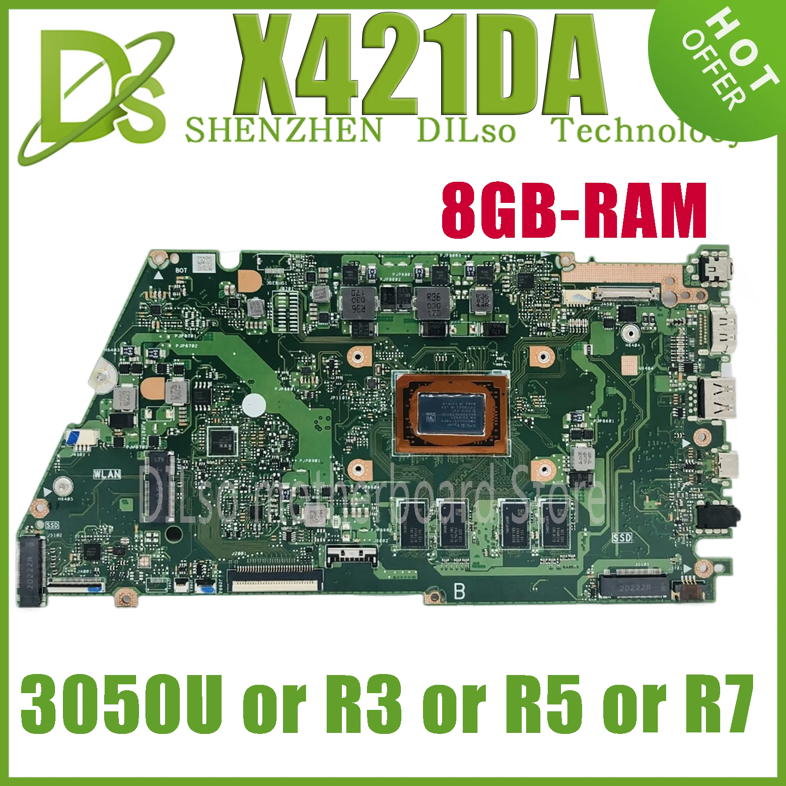 Imagem -02 - Placa-mãe do Portátil do Kefu-x421da W3050u r3 r5 r7 4gb 8gb Ram V4000d X421dk X421d M413da Aprovação do Teste 100