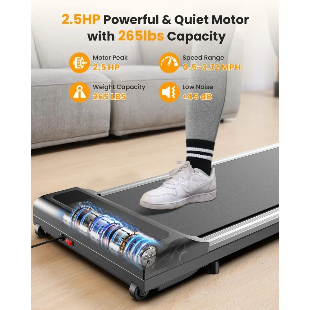 Under-desk treadmill for home office: Under-desk mini portable walking treadmill with 2.5 horsepower powerful and quiet motor