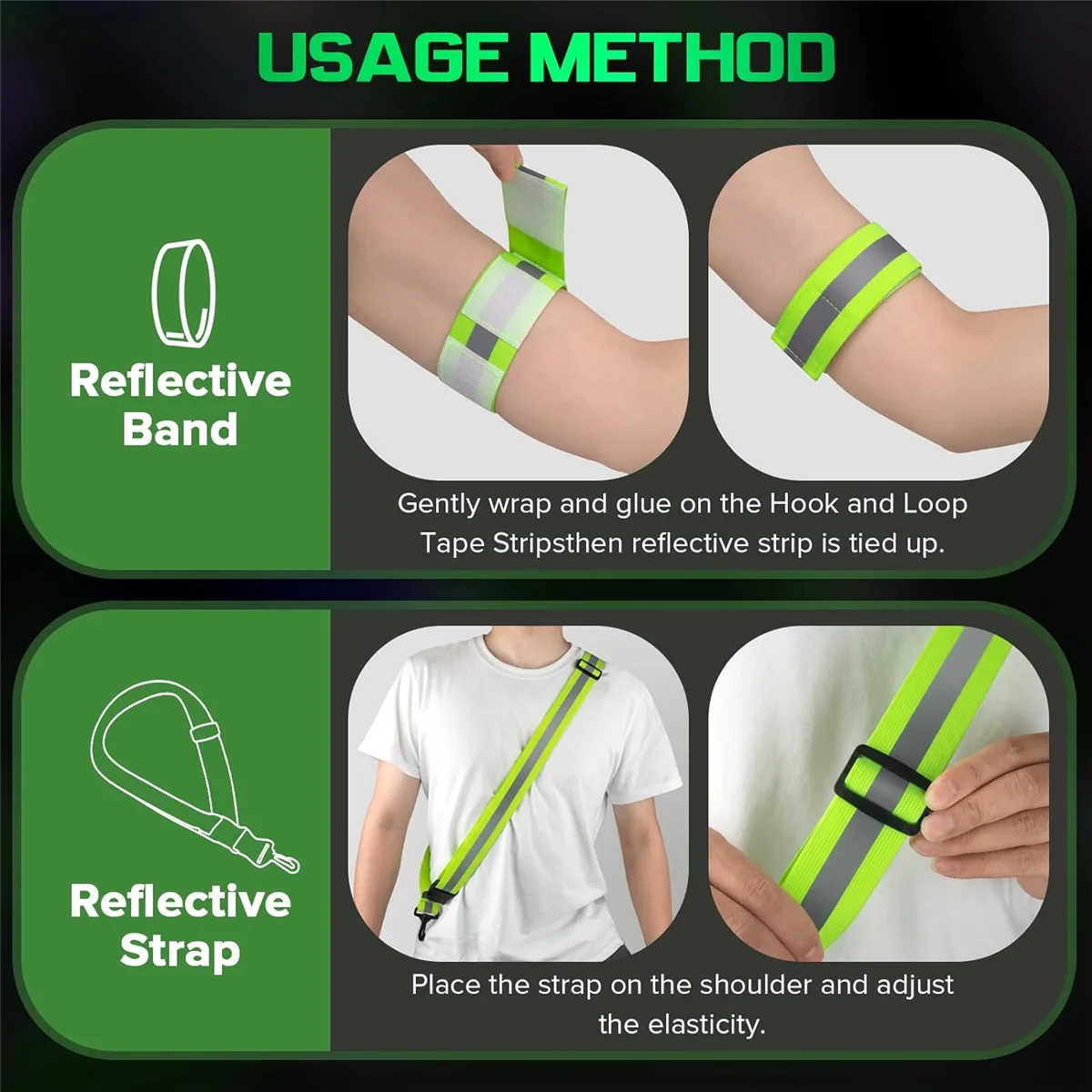

Lo-ok Reflective Sash for Walking At Night, High Visibility Reflective Running Gear Night, with 2 Pcs Reflective Armbands