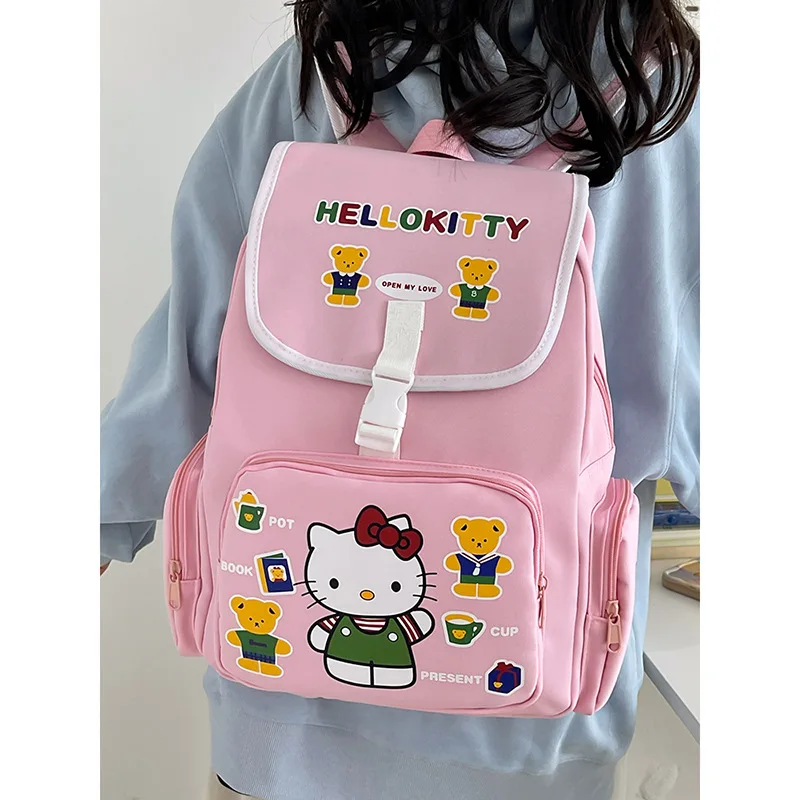 HelloKitty Sanrio kawaii red shoulder bag anime cute large capacity student backpack computer school bag children and teenagers