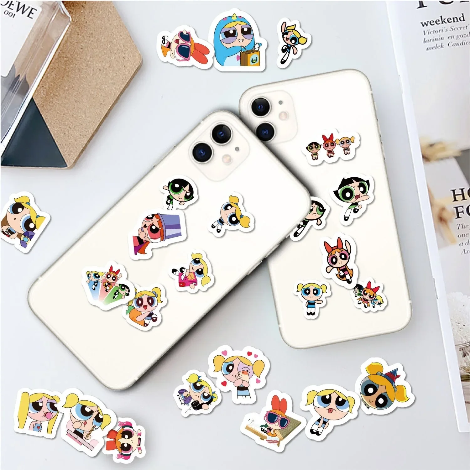 100pcs Powerpuff Girls Stickers Cartoon Vinyl Waterproof Decals for Laptop Water Bottle Skateboard Phone Case Kids Toy Gift view 4