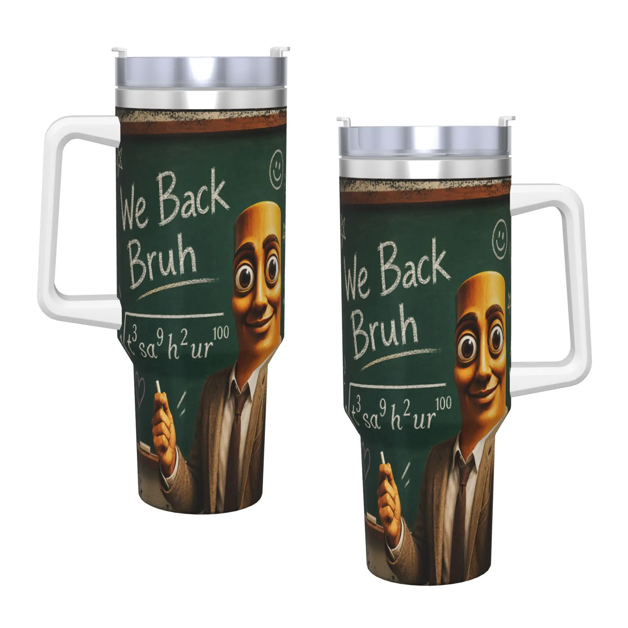Stainless Steel Tumbler Teacher Tung Tung Sahur Back to School Funny Brainrot Meme Thermal Mug Cold Drink Mugs Cup Water Bottle