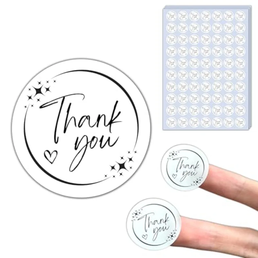 

700 Pieces 1 inch Thank You Stickers Labels for Small Business Packaging White Vinyl Material Customizable Text Durable and Wat