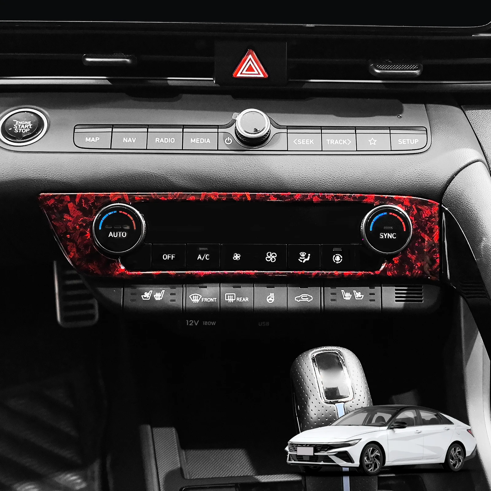 Glossy Forged Central Air Conditioner Adjustment Button Cover Trim For Hyundai Elantra CN7 N Line Interior Decoration Style