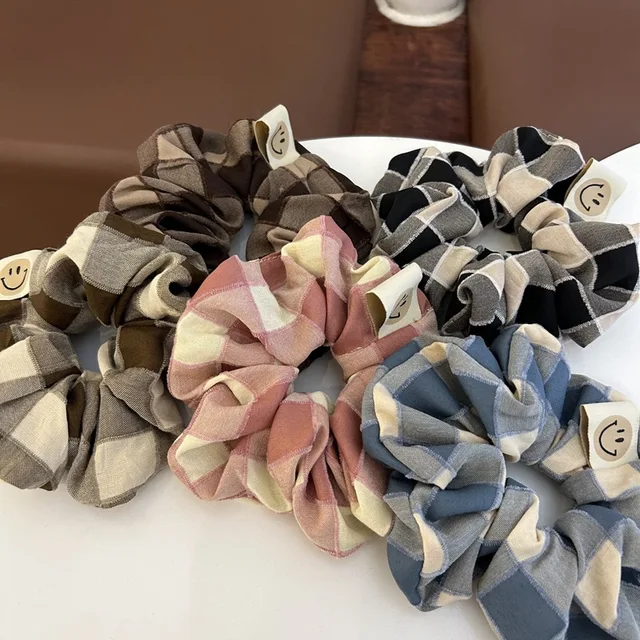 korea moda gumki do włosów w kratę dla kobiet elastyczne gumki do włosów elegancka opaska do włosów duża gumka do włosów opaski do włosów akcesoria do włosów