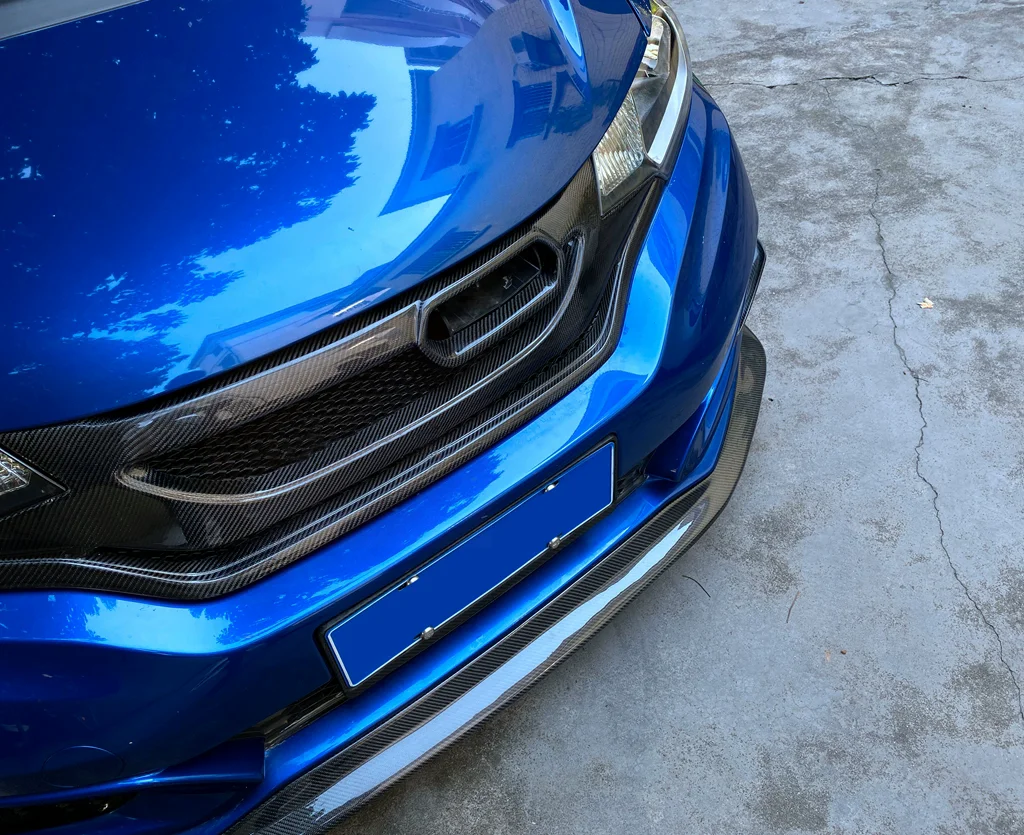 ألياف الكربون المصد الأمامي شواء لهوندا صالح جاز GK5 17-19 تعديل مصبغة المبرد صافي طقم الجسم اكسسوارات السيارات