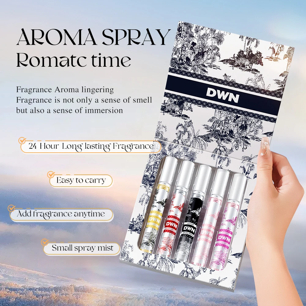 بخاخ عطر عتيق 5 قطع سعة 10 مل مع رائحة زهور رقيقة، معطر هواء محمول للمنزل/السيارة ومزيل الروائح الكريهة. أنا