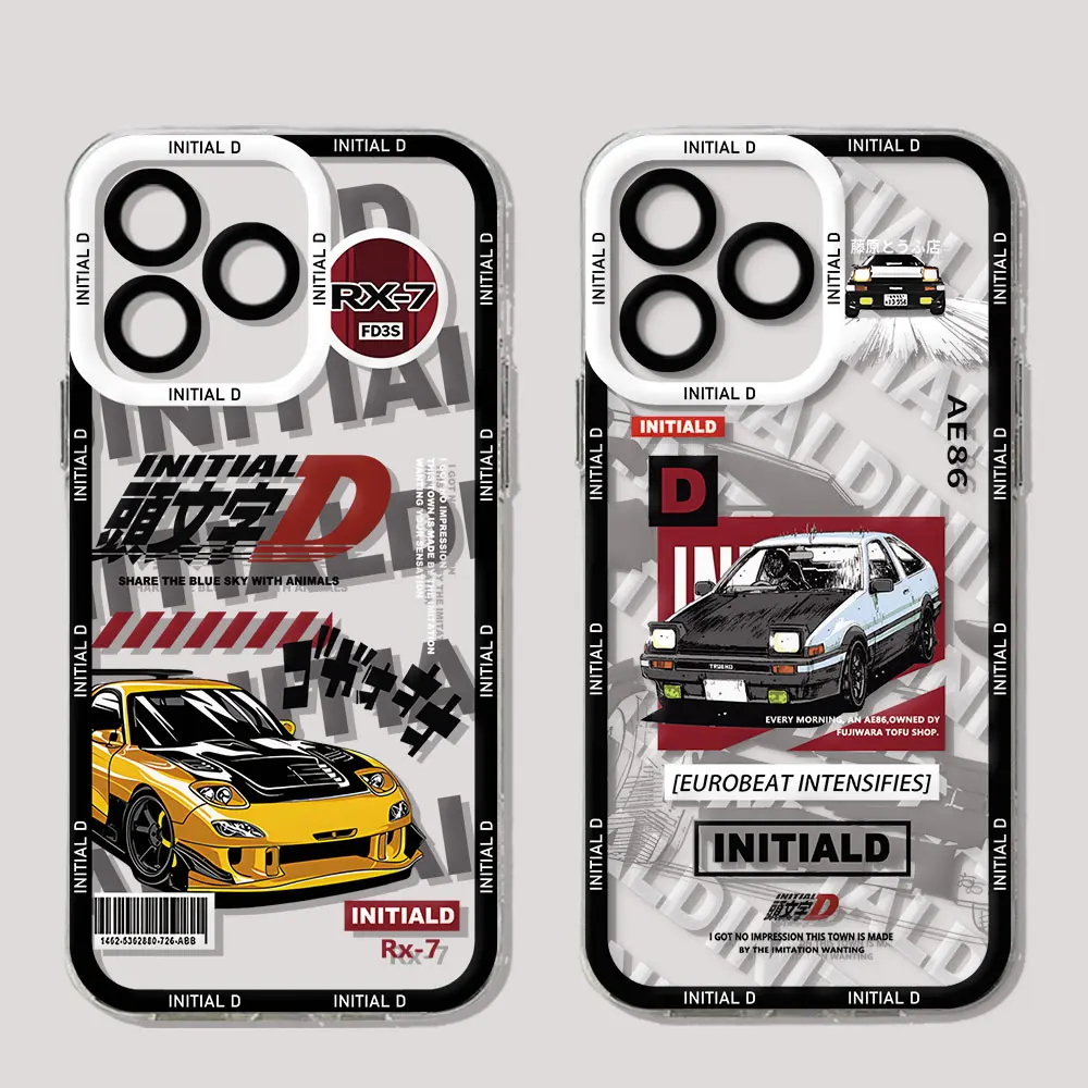 Anime Initial D AE86 Phone Case For iPhone 15 14 13 12 11 Mini Pro Max X XR XSMax 6S 6 7 8 Plus SE20 Transparent Cover