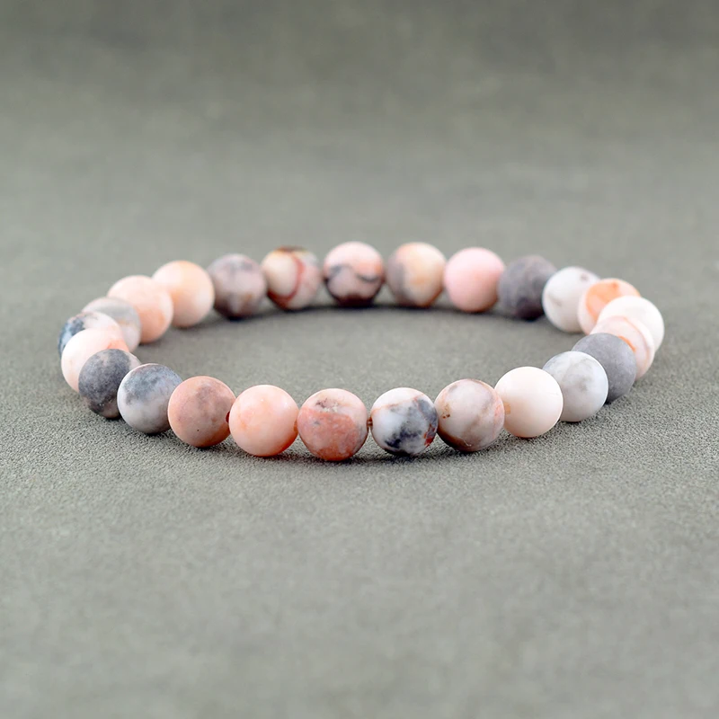 Froster Natural Pink Zebra Stone Bracelet Women Energy Jasper Bracelet Jewelry Male Bangles Yoga Healing Essential Oil Diffuser