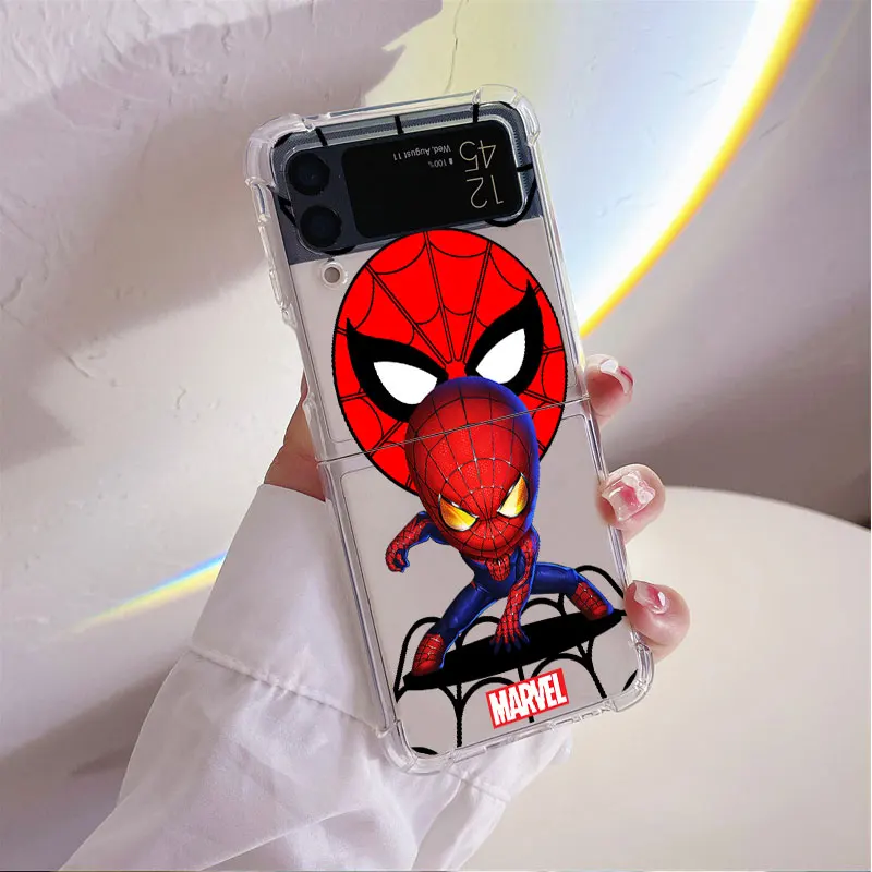 phone Cases for Samsung Galaxy Z Flip 5 case Z Flip 4 ZFlip 5 zflip Flip 3 Flip4 Airbag funda Cover Marvel Superhero Spider Man