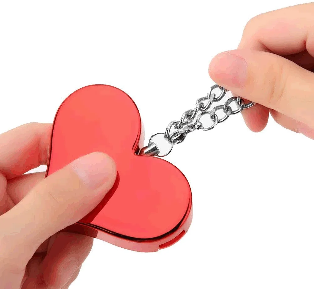 130DB Personal Alarm Attack Alarm Heart Shape Personal Security Alarm Keychain Emergency Self D efense Siren