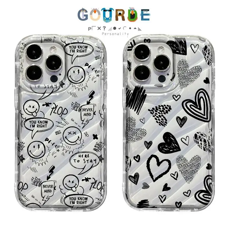 

Gourde Simple smiling face love heart patterns Phone Case for Iphone 16 15 14 12 13 11 Pro Max IP 7 8 Plus Iphon X XS XR Xs Max