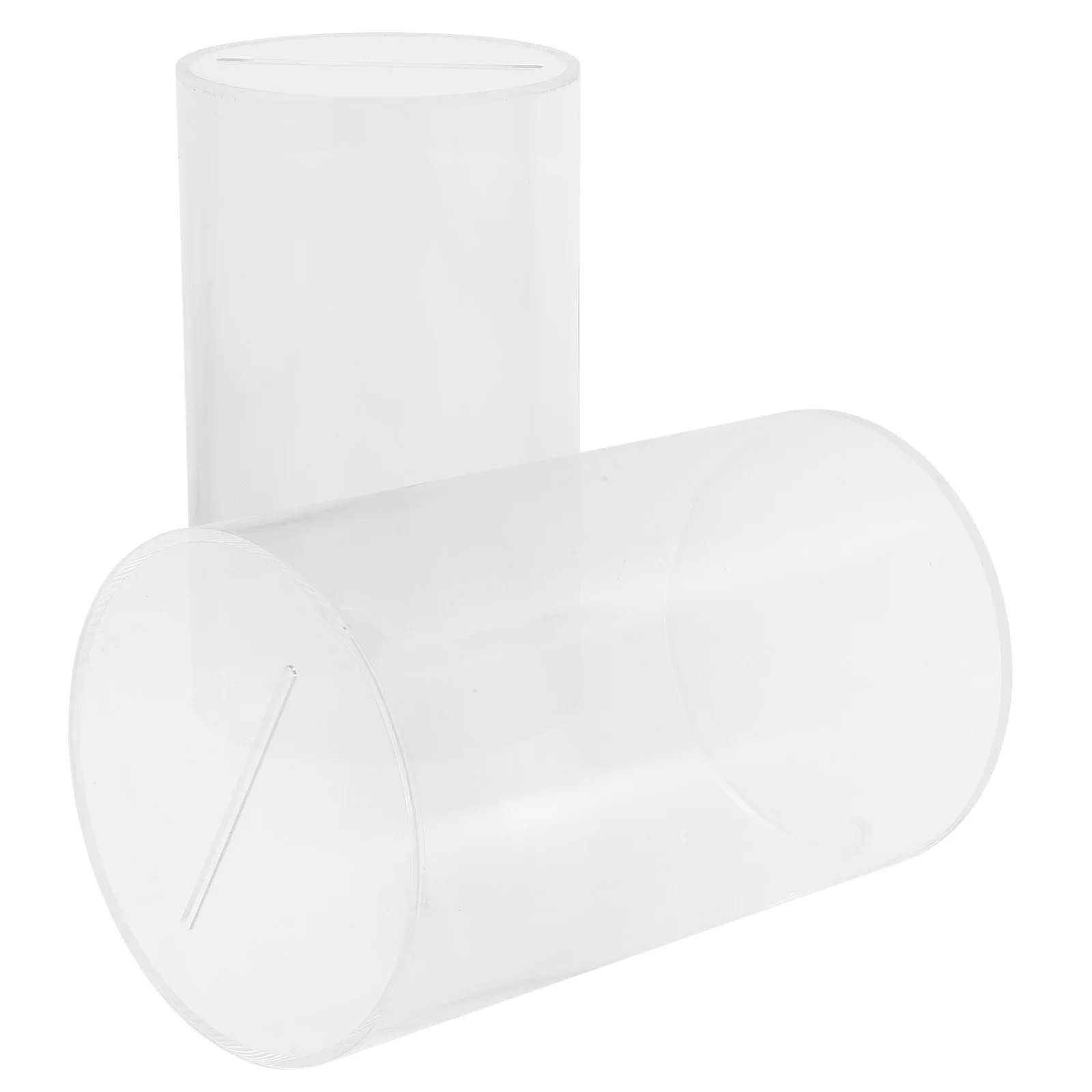 

2Pcs Cylindrical Piggy Bank Clear Acrylic Money Saving Box Transparent Cash Storage Jar for Daily Use Compact Size