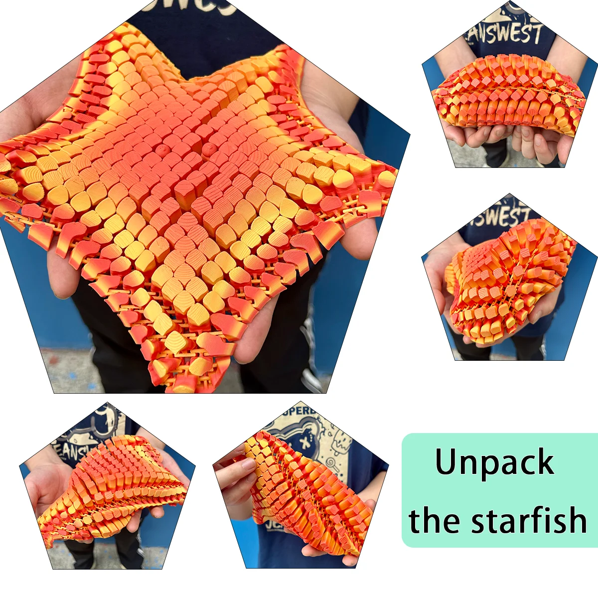 3D printed starfish statue, Fidget Action Figures for Home Office Desk Decor, Action Figures, 26cm/10.24in, 16cm/6.3in