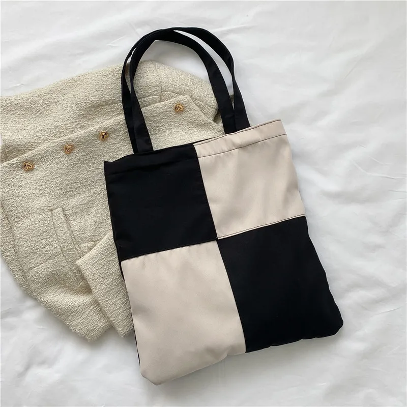 Geometrische Vierkante Canvas Tas Handtassen Voor Vrouwen Schoudertassen Vrouwelijke Milieuvriendelijke Opslag Herbruikbare Meisjes Shopper Totes Bag