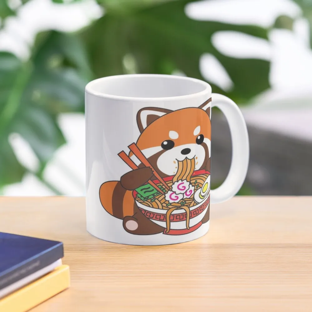 

Cute Kawaii Red Panda Eating Ramen Noodles Coffee Mug Cups Of Coffee Tea Cups