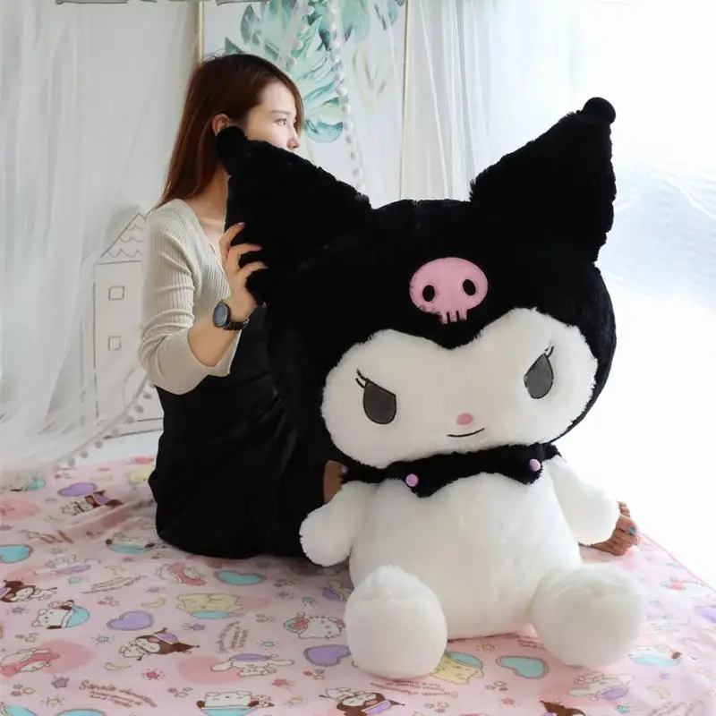 Kawaii Kuromi Melody Cinnamoroll Plush Toys Pillow Anime Kuromi Hello Kitty Stuffed Doll Room Decoration Girl's Gift