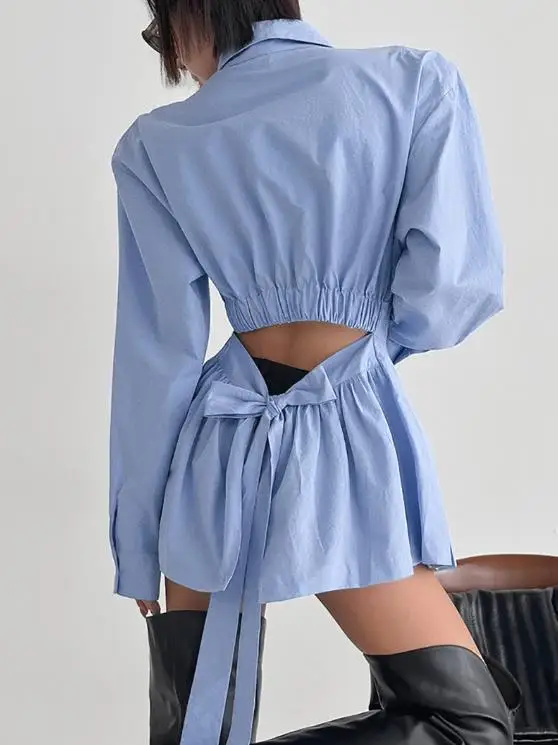 Women's Shirt 2025 Autumn/winter New Fashionable Leisure Commuter Multi Functional Long Sleeve Strap Cotton Shirt Women's Wear