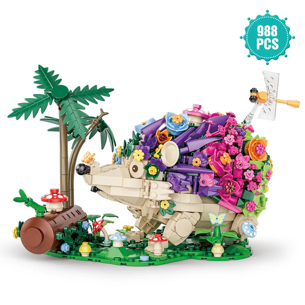 

Наборы строительных блоков «Цветы», аутентичная большая модель в подарок, милый набор цветов, набор строительных блоков для взрослых, 988 деталей