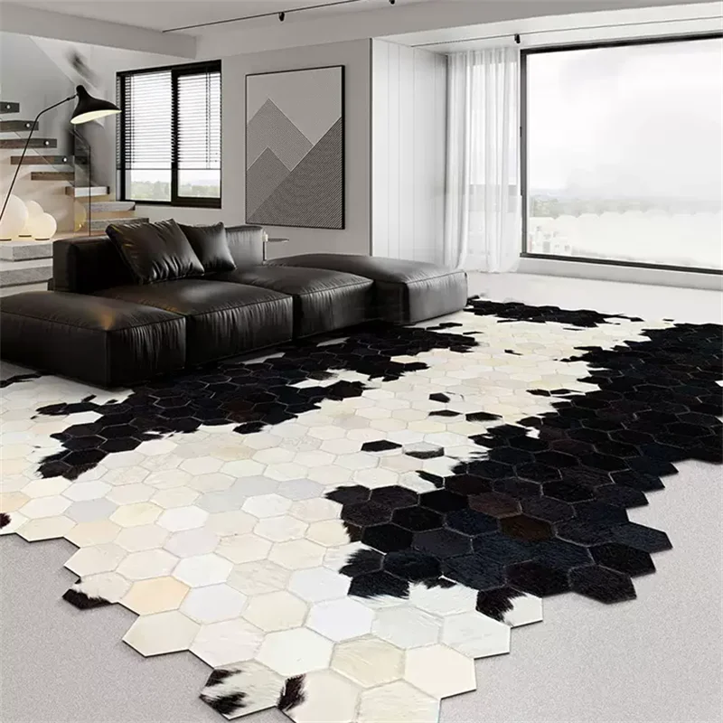 Luxury Genuine Cowhide Carpet For Living Room Home Real Fur Rugs For Bedroom Irregular Patchwork Sofa Coffee Table Floor Mats