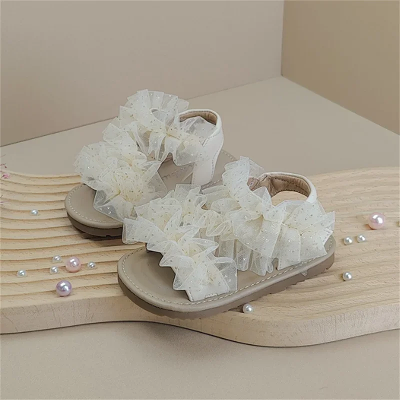 

2025 New Summer Baby Shoes For Girls Lace Princess Shoes Soft Sole Non-slip Fashion Toddler Children Sandals