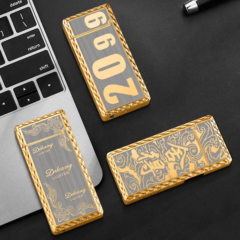 Gold Dragon Electric Lighter USB Plasma Dual ARC For Windproof Flameless Lighter Cool Gadgets For Men