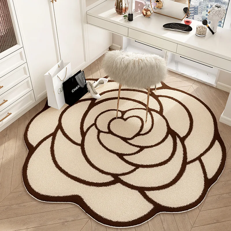 Plush Carpet for Living Room Creative Flower Shape Soft Fluffy Carpets Bedroom Bathroom Anti-slip Rugs Mat Decorative Doormat