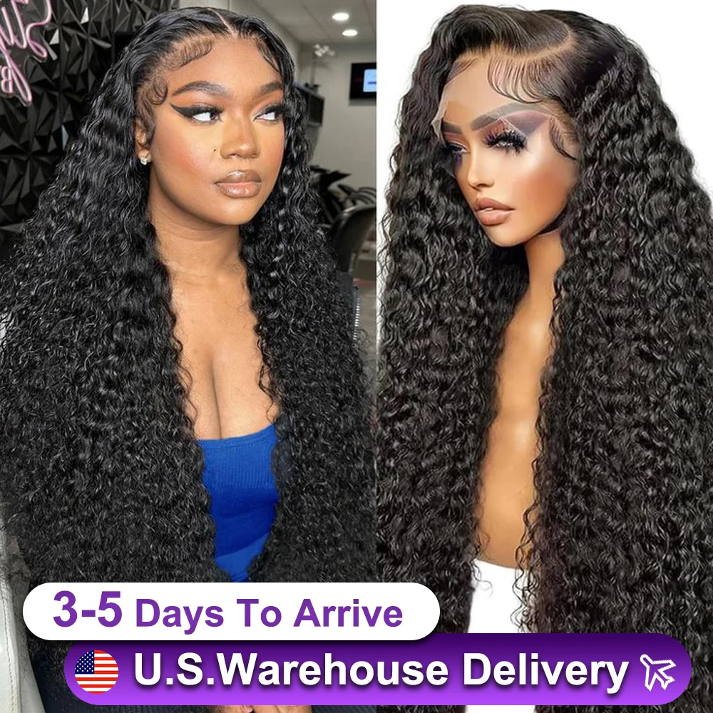 40 Inch Deep Wave Curly Wave Lace Front Human Hair Wigs 13x6 HD Transparent Lace Frontal Wig Pre Plucked For Women 210 Density