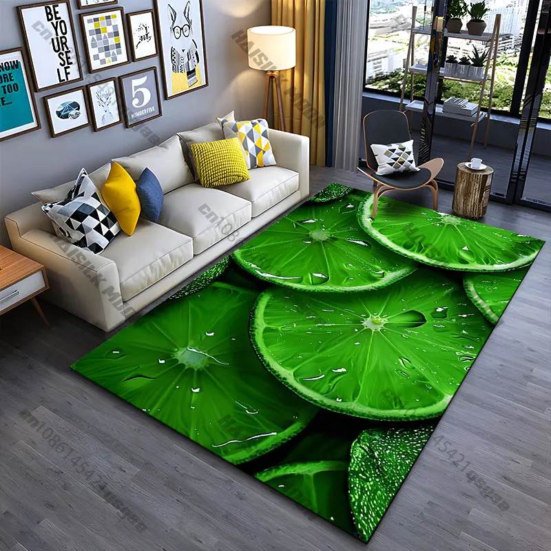 

Fresh vibrant green lime slices carpet Yoga living room room decor children's crawling mat doormat area rug games mat