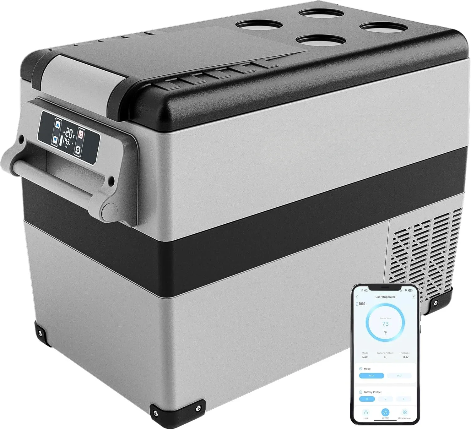 

home.12 Volt Refrigerator, 48QT(45L) Electric Cooler, 12V Fridge APP Control, 12V Cooler -4℉~68℉, Portable Freezer 12/24V DC 1