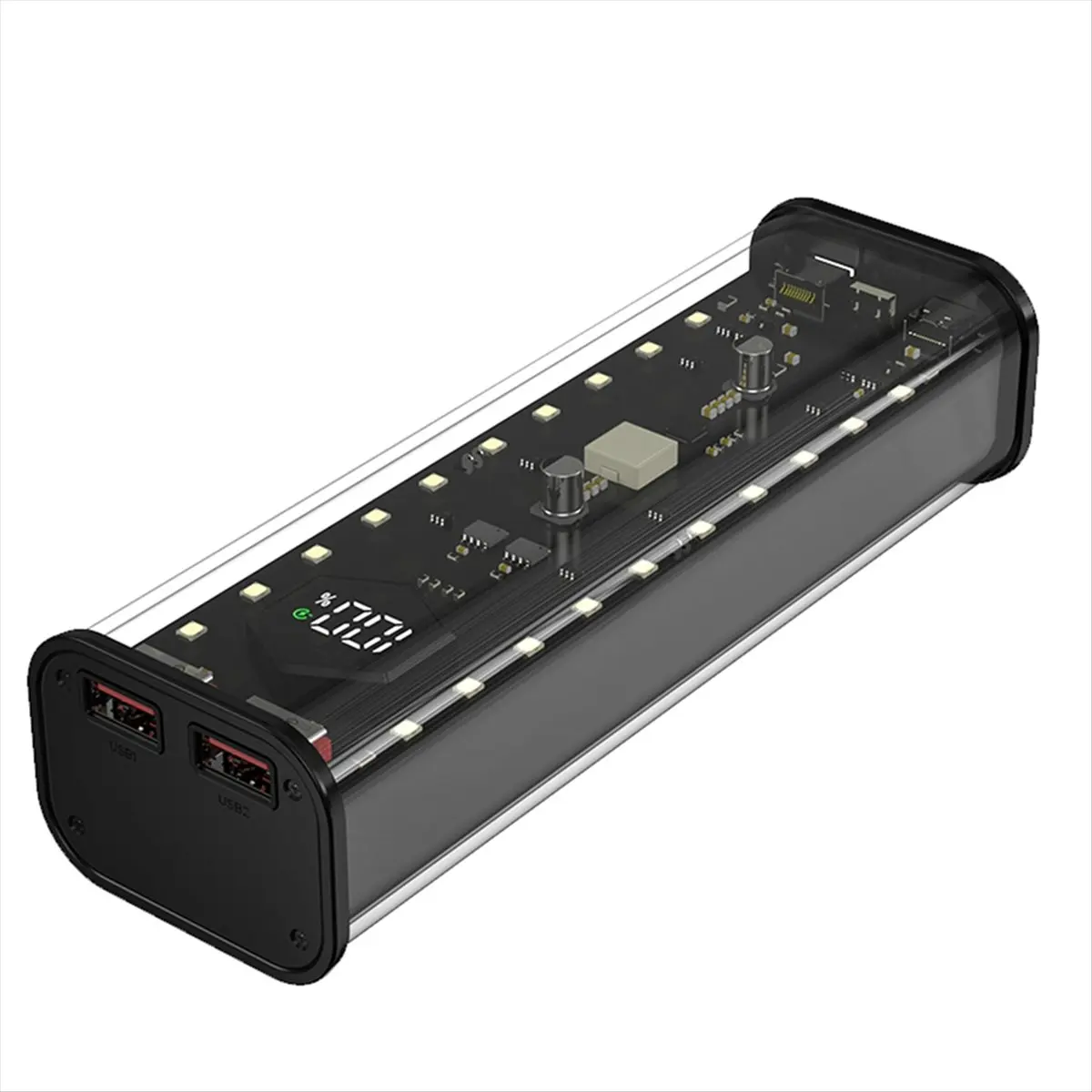 ABGN 21700 DIY Power Bank Case Supports 4x21700 Batteries PD20W Powerbank Case LED Screen Transparent Battery Storage Shell B