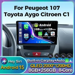 Android 15 Multimedia Player For Peugeot 107 Toyota Aygo Citroen C1 2005-2014 Navigation Carplay Auto Stereo Car Radio Head Unit