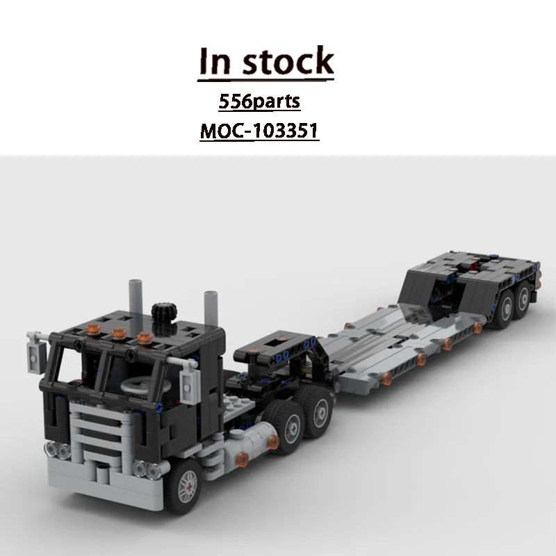 

MOC-103351 New Cabin Truck and Low Bed Trailer Building Block Model, 556 Parts, Birthday Toy Gift for Boys and Children