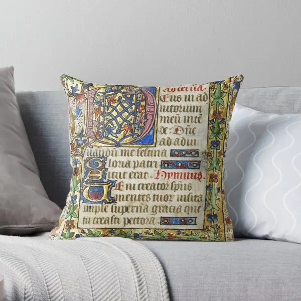 Stunning Illuminated Manuscript  Printing Throw Pillow Cover Bedroom Bed Car Decorative Office Pillows not include One Side