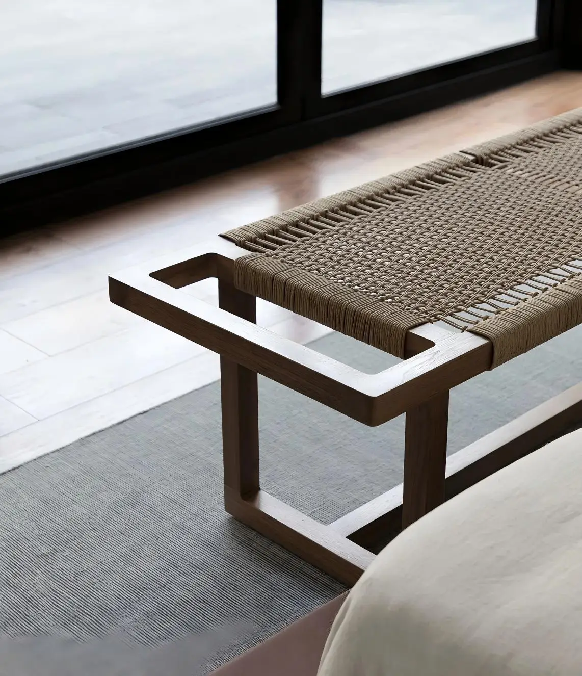 Solid wood rattan durable stools for outdoor use in hotels, guest rooms and treatment rooms