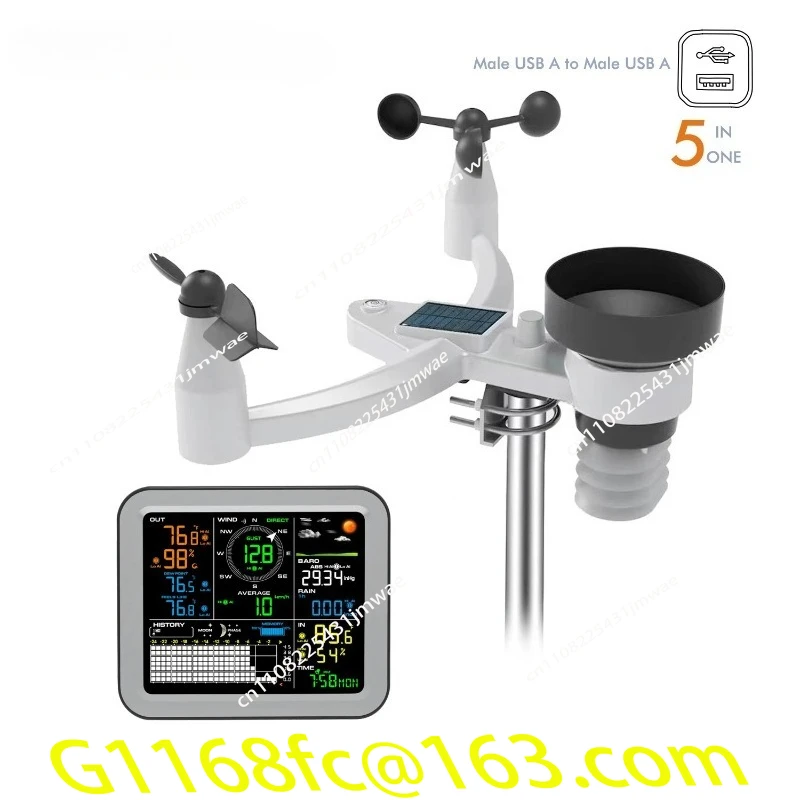 0345 Wireless Multifunction Weather Station Wind Speed Wind Direction Rainfall Temperature and Humidity 24H/48H  Forecast