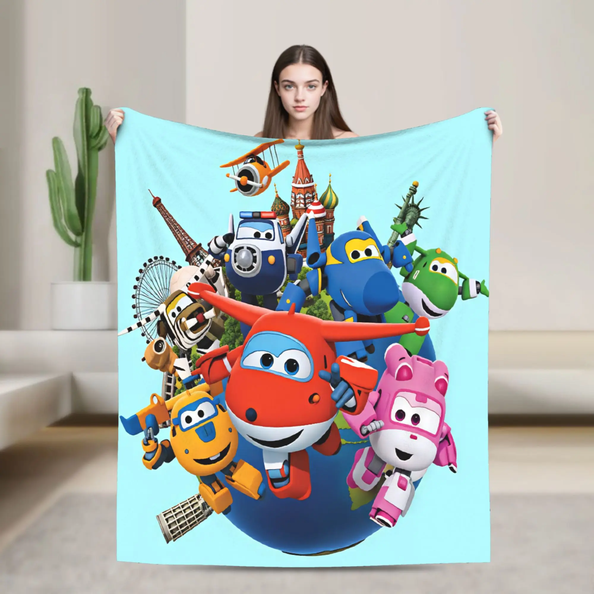 Cartoon SuperWings Blanket  Warm Street Trend Plush Bedding Throws For Child Home Decor Flannel Bedspread Bed Cover
