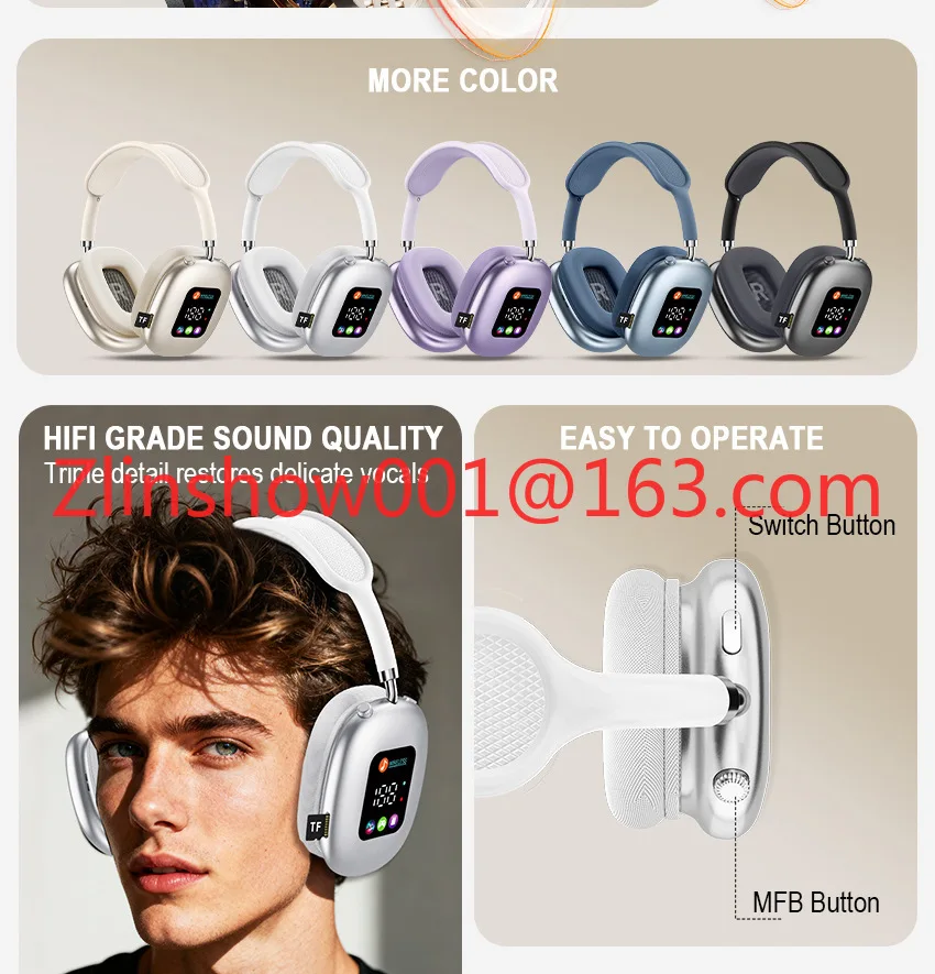 

Беспроводная Bluetooth-гарнитура MAX600, светодиодный экран высокой четкости, наушники из 3D-губки, более удобны в ношении