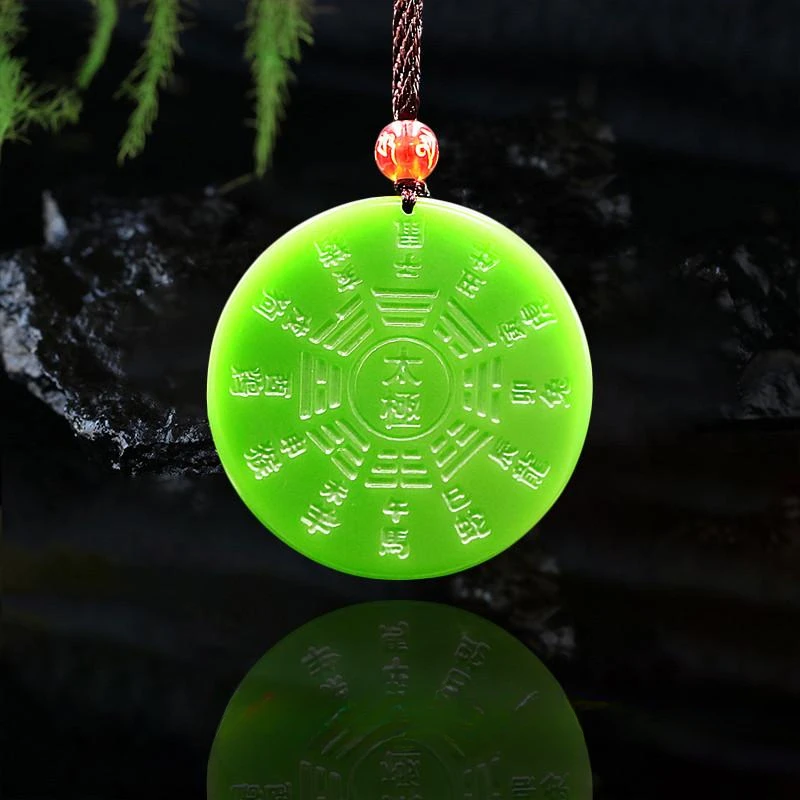 Green Jade Tai Chi Pendant Natural Carved Fashion Women Chinese Charm Necklace Lucky Jewellery Amulet Gemstone Gifts