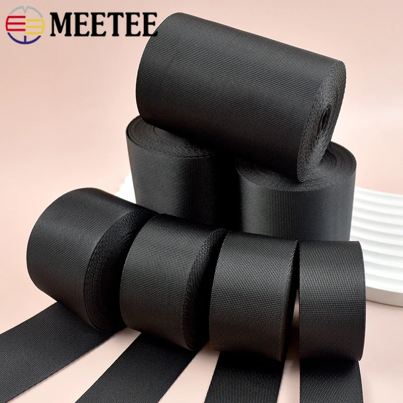 

8Meters 10-100mm Nylon Webbing Band Bag Black Ribbon Backpack Shoulder Strap Belt Bias Binding Tape Clothes Sewing Accessories