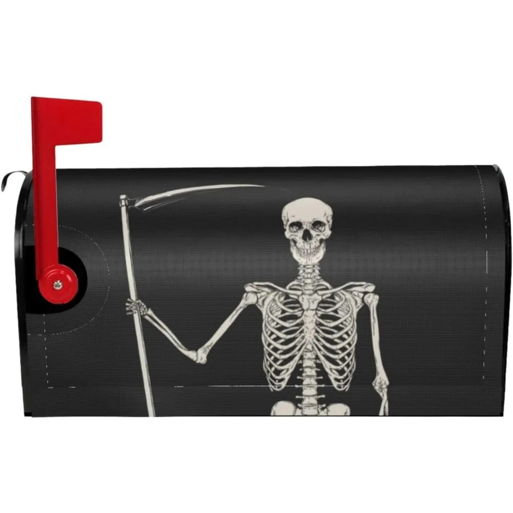 

Крышка почтового ящика Happy Halloween Skull, магнитные крышки почтового ящика Skeleton 21x18 дюймов, черная обертка почтового ящика стандартного размера, почтовая буква B