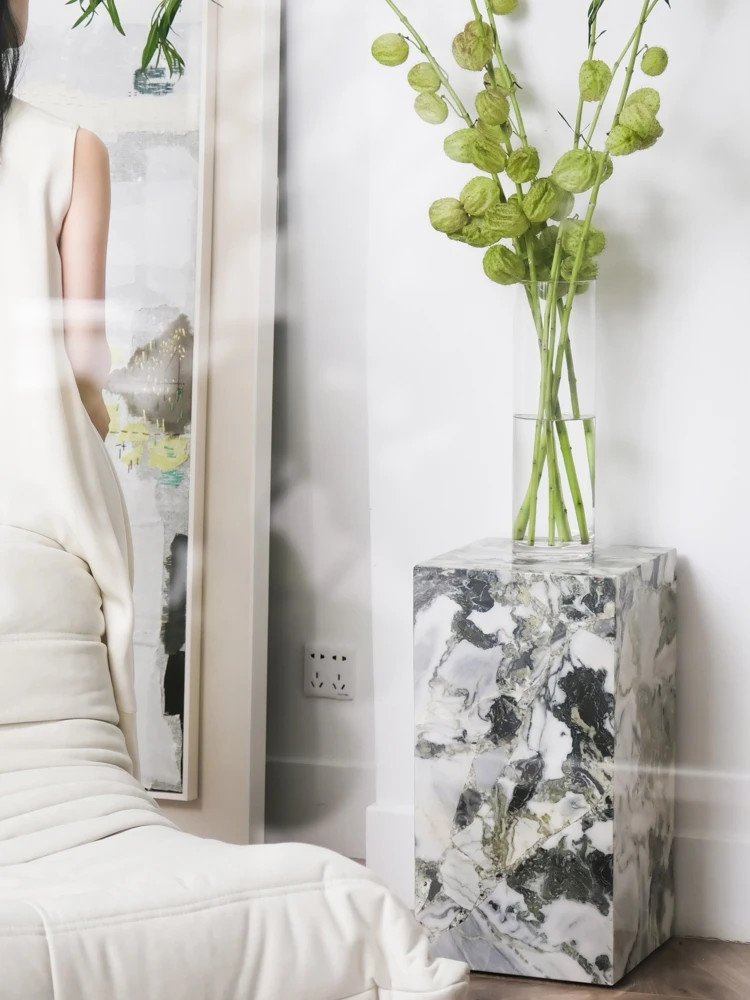 

Rinoart Cold Emerald Marble Base Floor Sculpture Display Stand Living Room TV Cabinet Decorative Accessories Placement