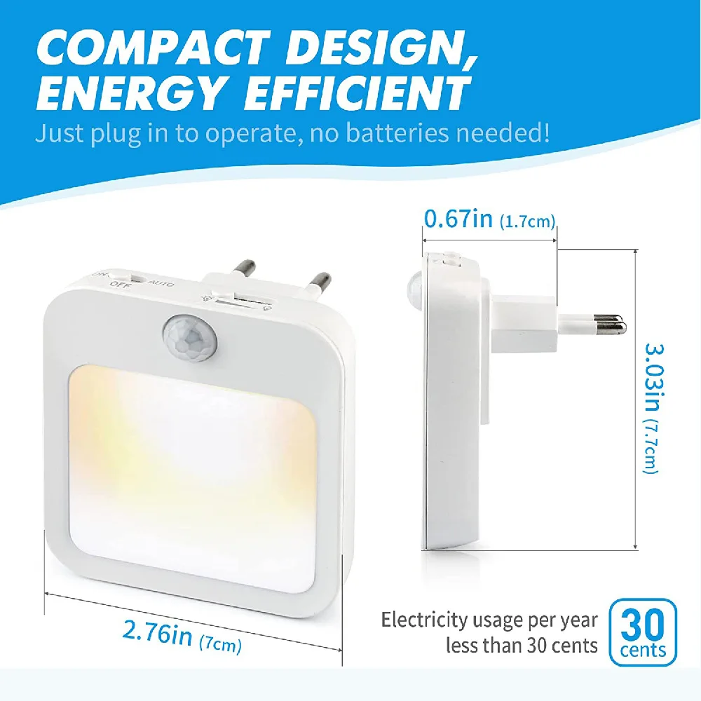 Night Light Motion Sensor With LED Light EU Plug Lamps Children'S Night Light Wireless Night Lamp For Bedside Table Bedroom