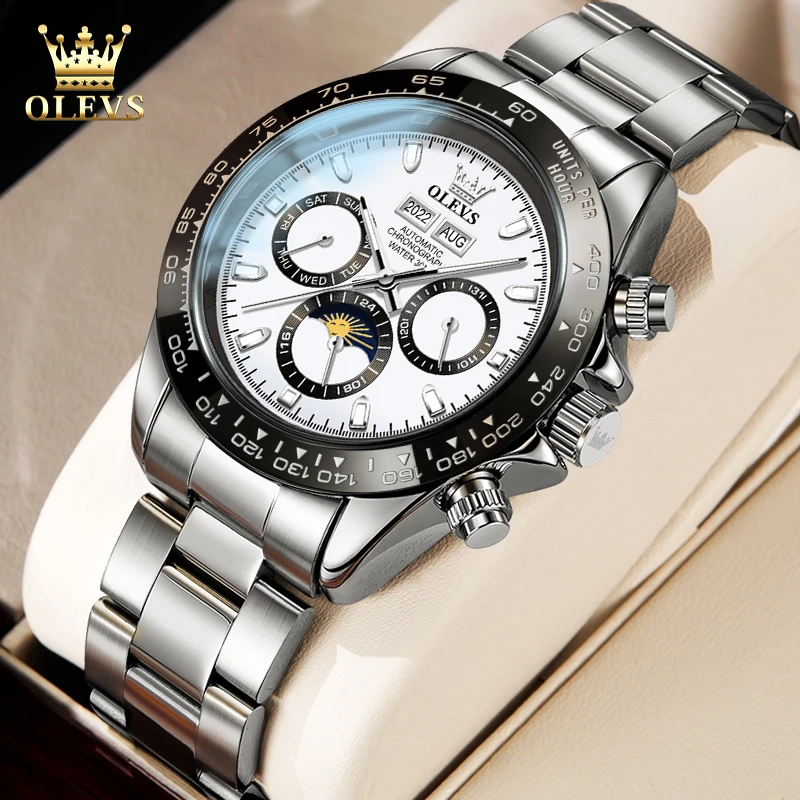 

OLEVS 6654 Business Mechanical Watch for Man Dual Calendar Moon Phase Waterproof Luminous Automatic Mens Wristwatch