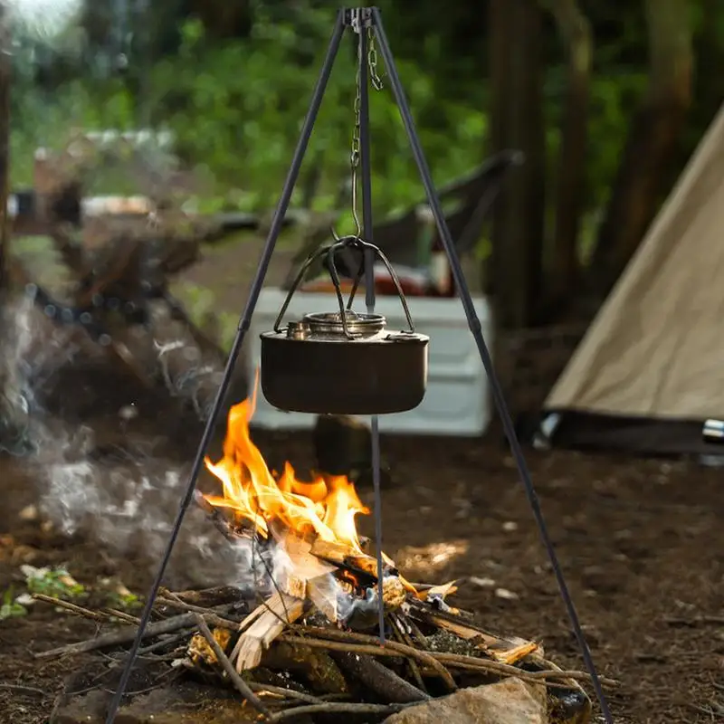 

Camping Campfire Tripod Outdoor Cookware Picnic Cooking Pot Grill Rack Barbecue Support Aluminum Alloy Tripod for Hanging Pot