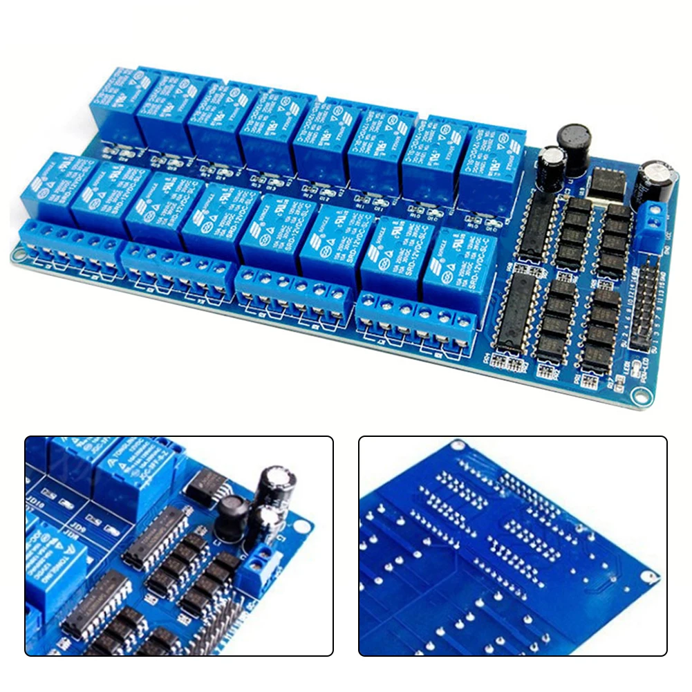 

Релейный модуль DC 5 в 12 В 16 каналов релейный модуль релейный оптрон реле питания плата управления 180*80*20 мм части источника питания