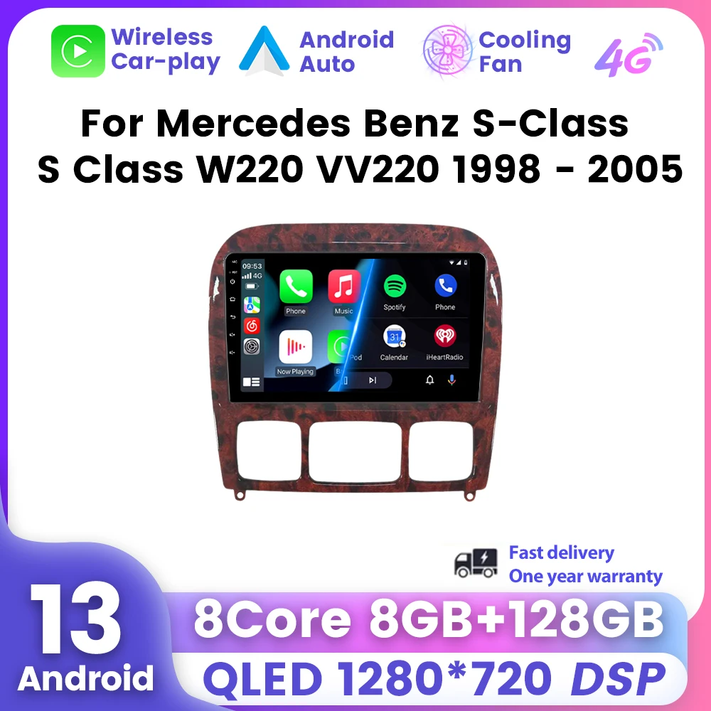 2Din Wireless CarPlay Car Multimedia Player per Mercedes Benz classe S W220 S280 S320 S350 S400 S430 S500 S600 AMG 1998 - 2005