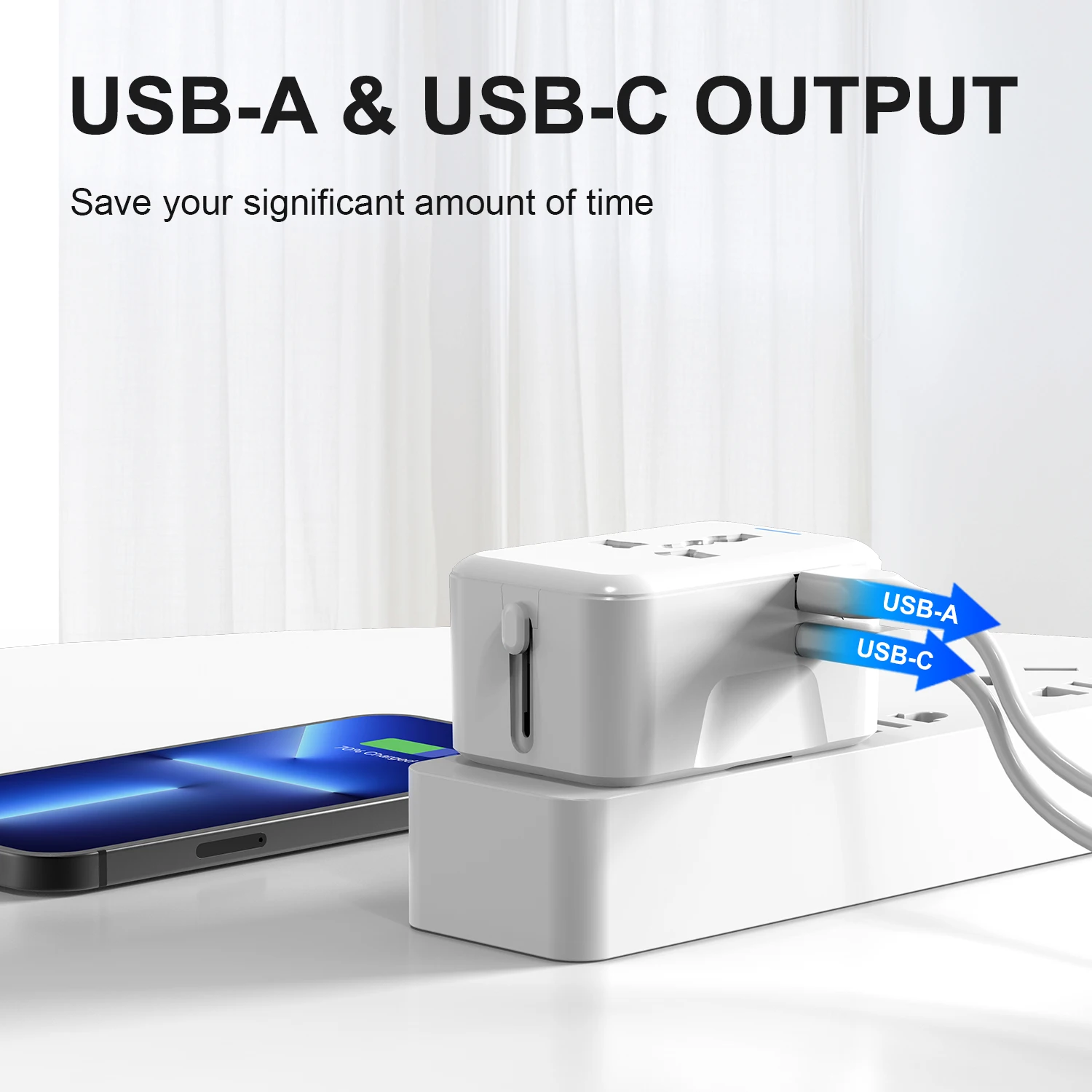 Universal Travel Adapter with Dual USB Port UK to EU Plug Adaptor Wall Charger AC Power Converter World for USA EU UK AUS